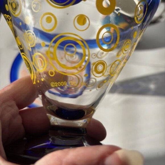 KOSTA BODA Royal Caribbean Handblown Margarita Martini Glass Cobalt OrangeYellow - Picture 6 of 6